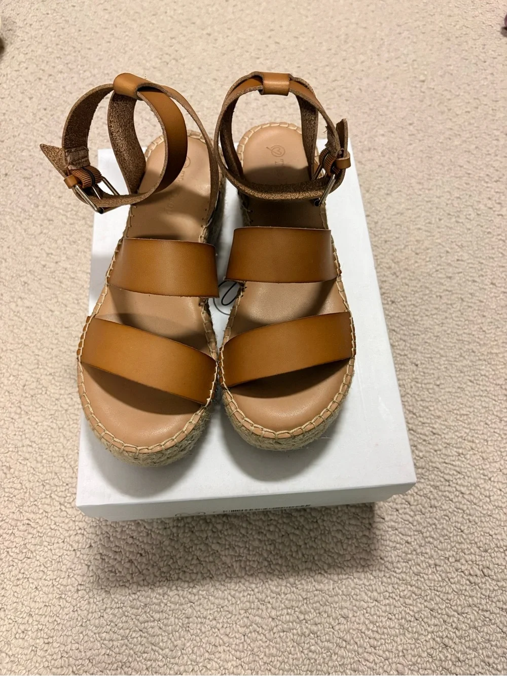 Women’s Tan Espadrille Platform Sandals with Ankle Strap